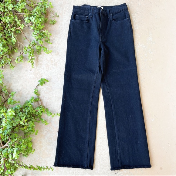 ASKK NY Denim - ASKK NY Black Cropped Wide Leg Distressed Jeans